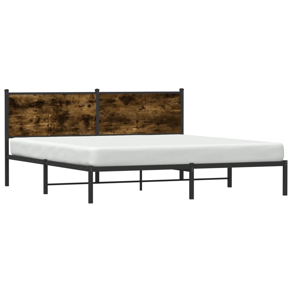 vidaXL Metal Bed Frame without Mattress Smoked Oak 160x200 cm