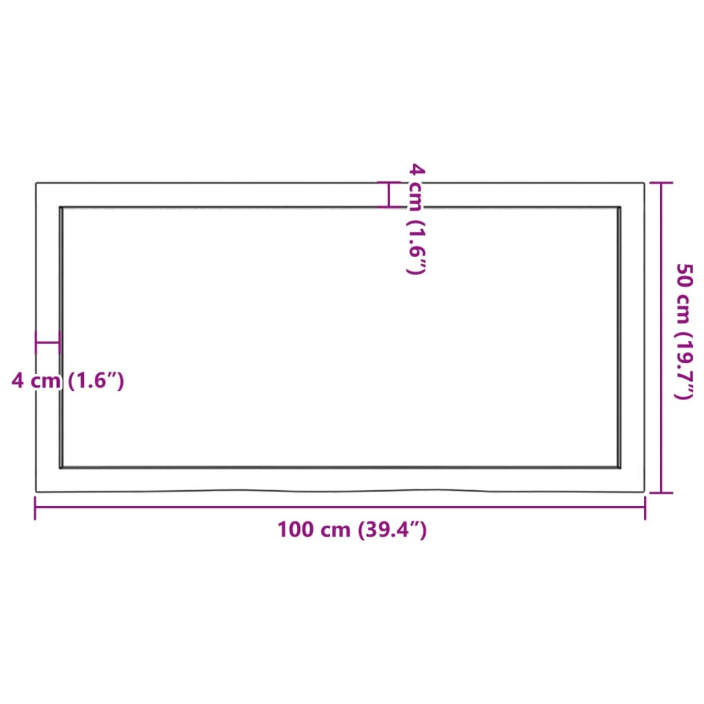 vidaXL Bathroom Countertop 100x50x(2-4) cm Untreated Solid Wood