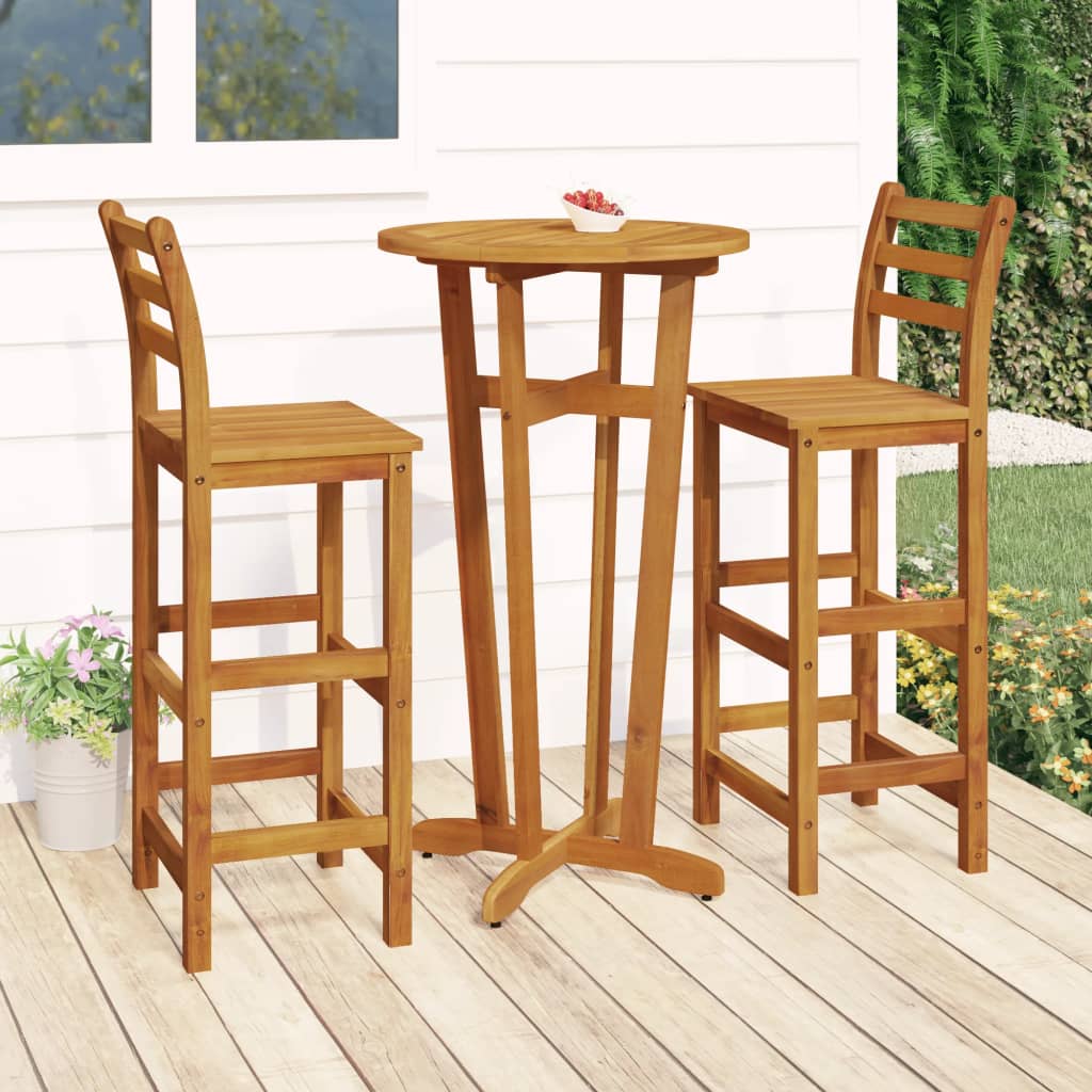 vidaXL 3 Piece Garden Bar Set Solid Wood Acacia