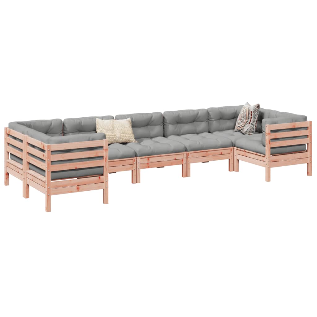 vidaXL 7 Piece Garden Sofa Set with Cushions Solid Wood Douglas Fir