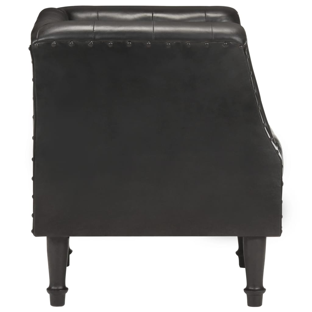 vidaXL Armchair Black Real Leather