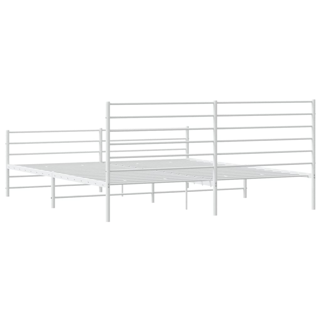 vidaXL Metal Bed Frame without Mattress with Footboard White 180x200 cm Super King