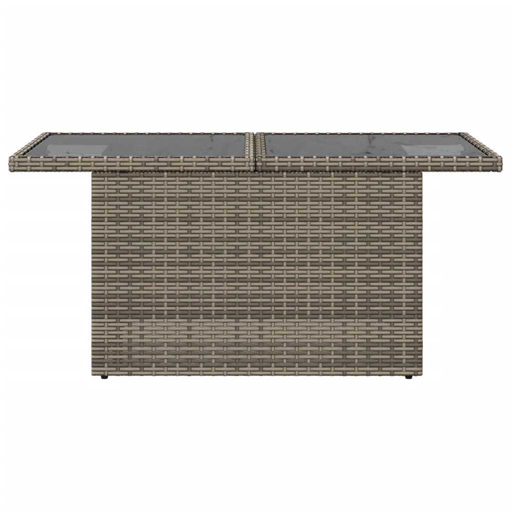 vidaXL Garden Table with Glass Top Grey 100x55x73 cm Poly Rattan