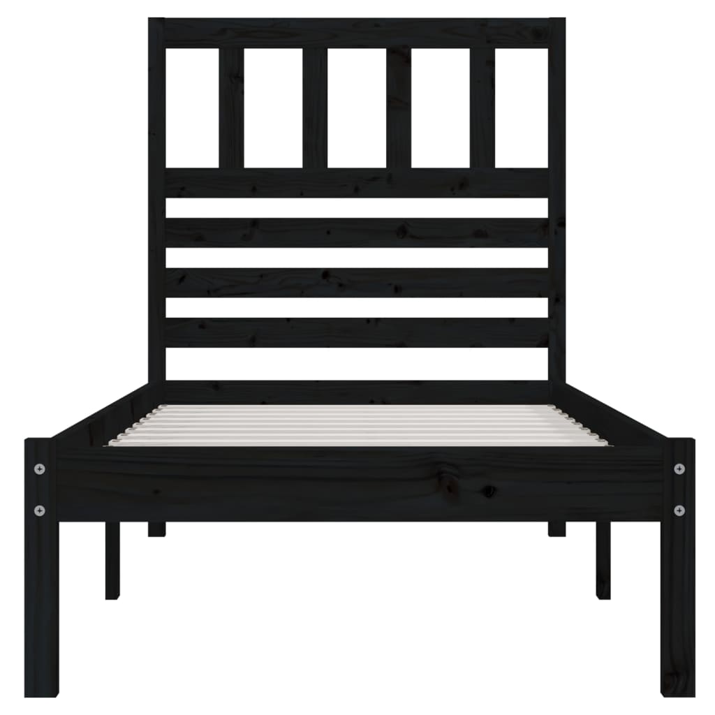 vidaXL Bed Frame without Mattress Black 90x190 cm Single Solid Wood Pine