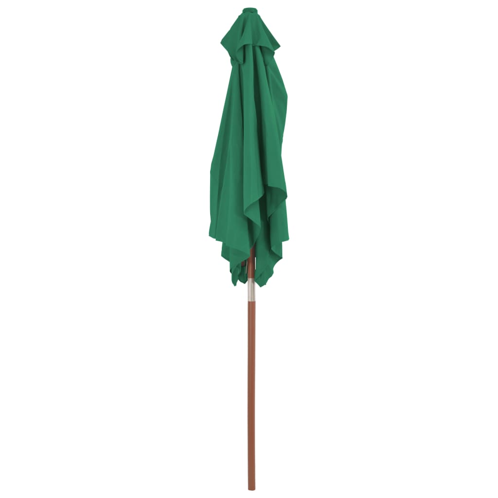 vidaXL Garden Parasol with Wooden Pole 150x200 cm Green