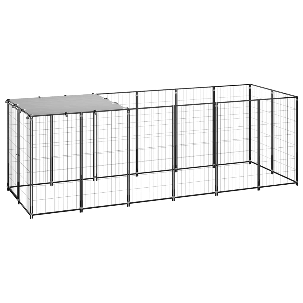 vidaXL Dog Kennel Black 330x110x110 cm Steel