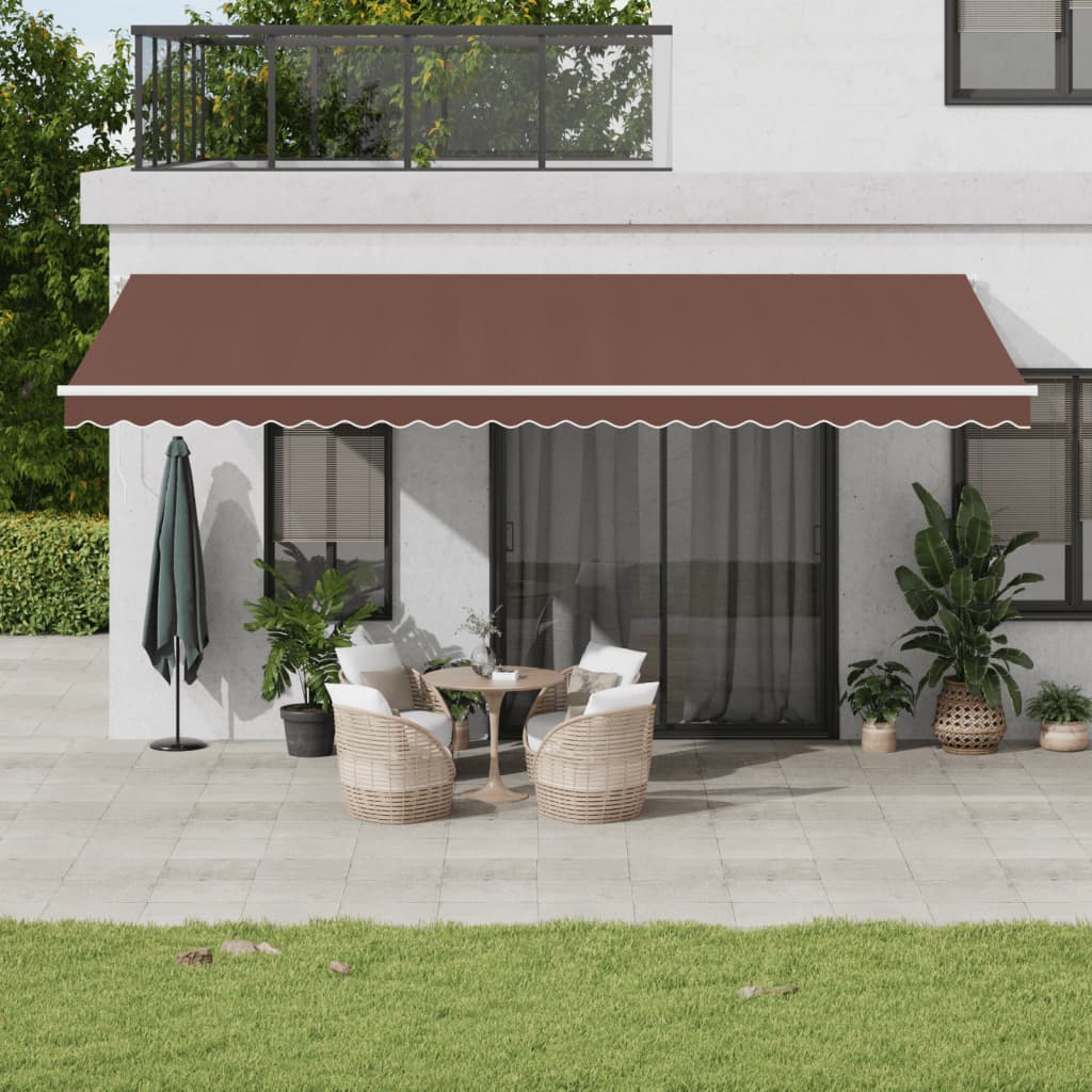 vidaXL Manual Retractable Awning with LED Brown 600x350 cm