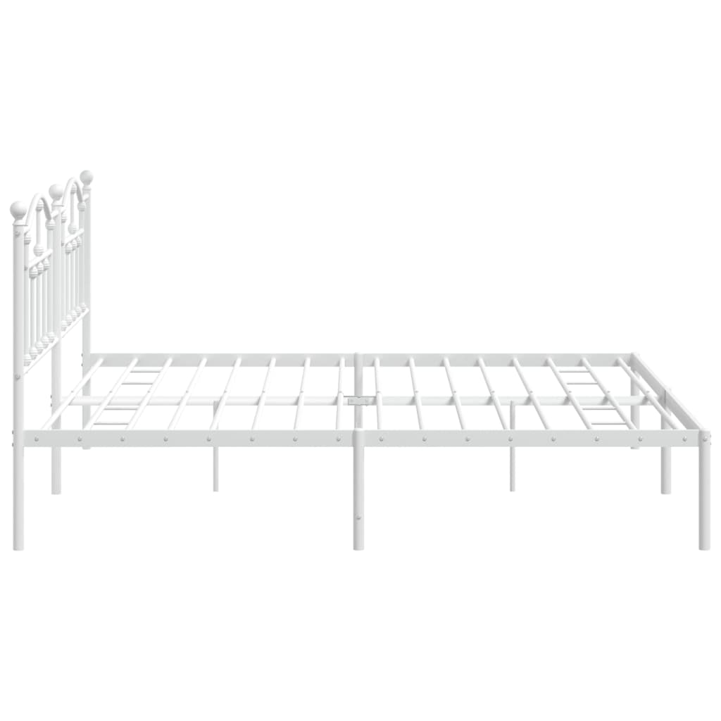 vidaXL Metal Bed Frame without Mattress with Headboard White 200x200 cm