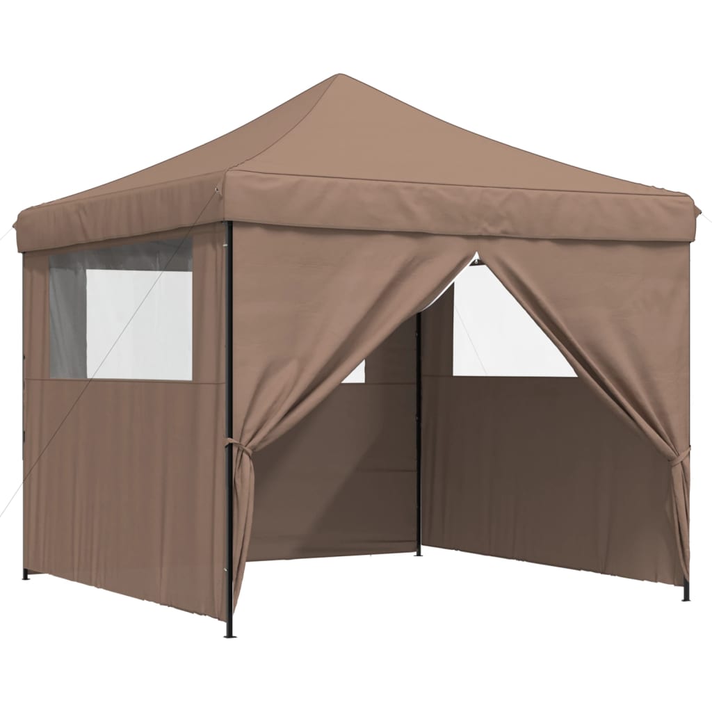 vidaXL Foldable Party Tent Pop-Up with 4 Sidewalls Brown