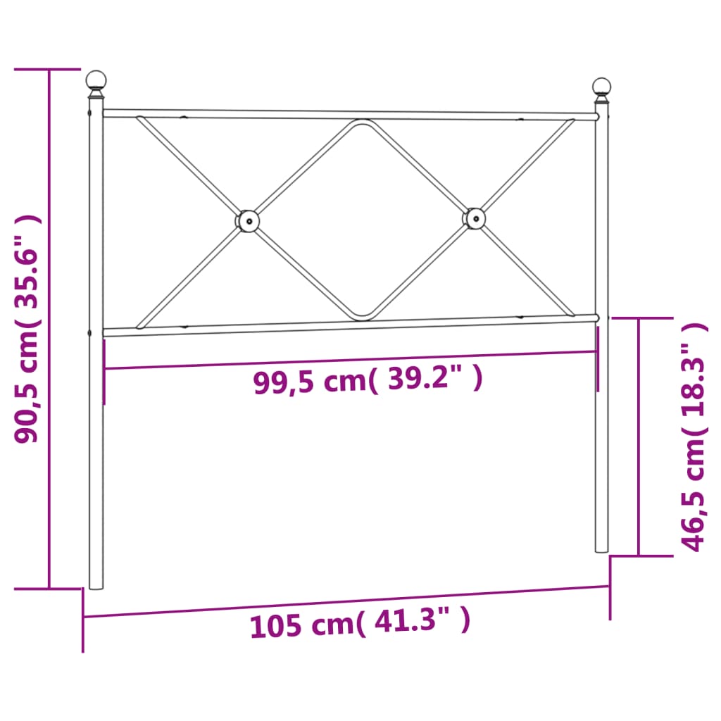 vidaXL Metal Headboard Black 100cm