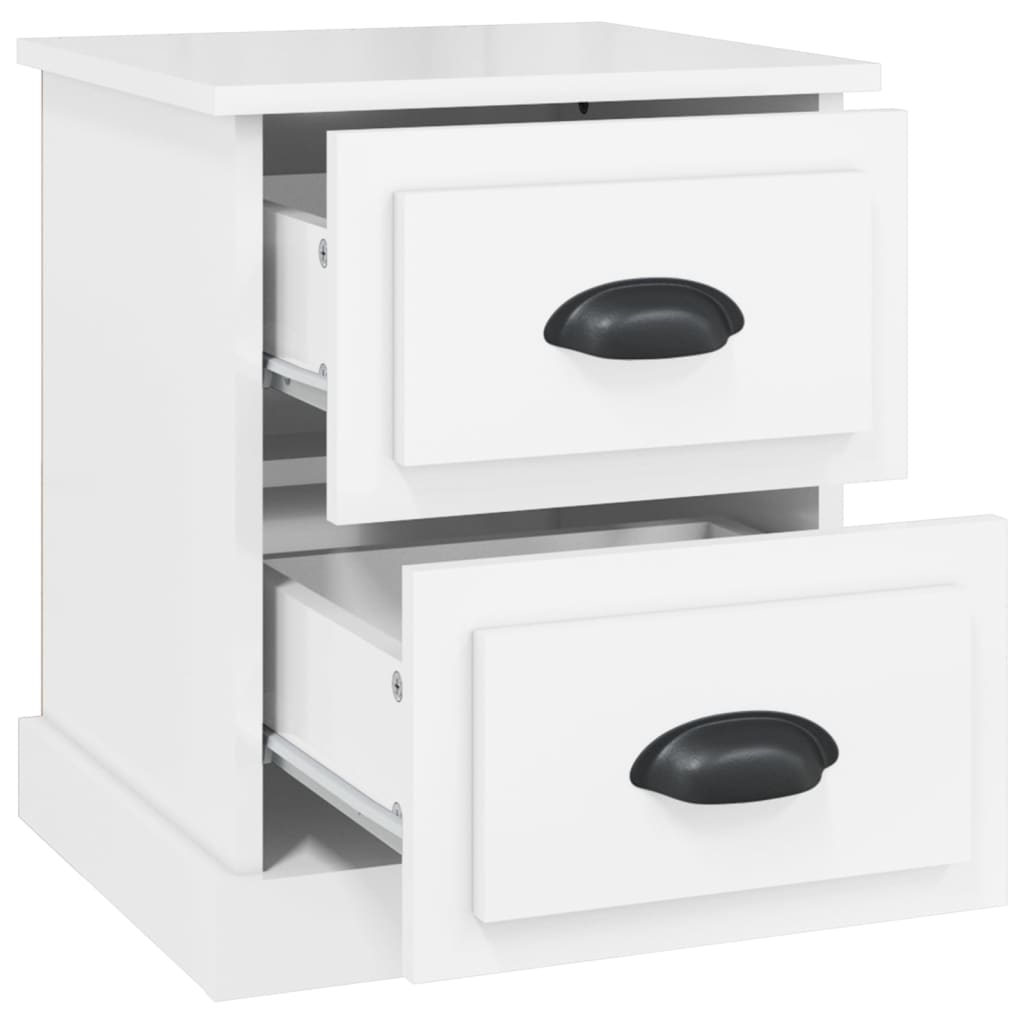 vidaXL Bedside Cabinets 2 pcs High Gloss White 39x39x47.5 cm Engineered Wood