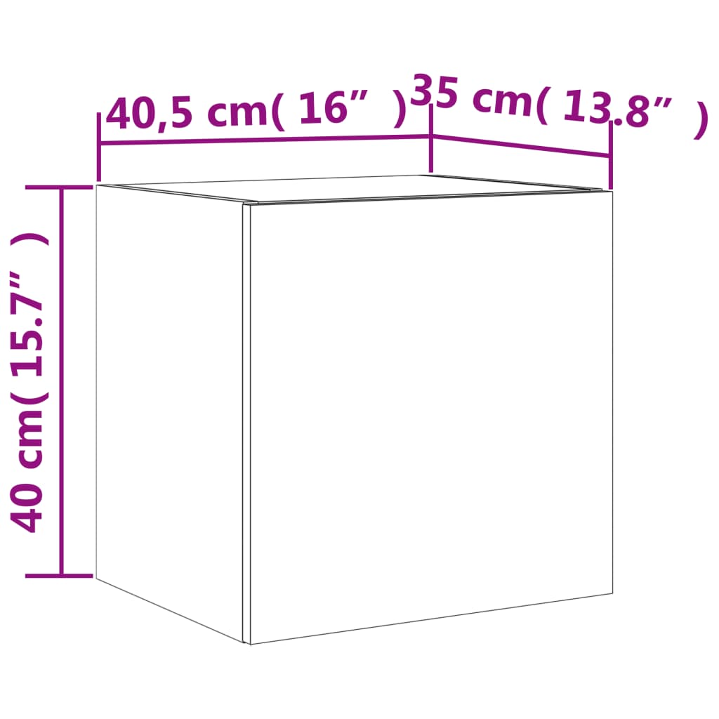 vidaXL TV Wall Cabinets with LED Lights 2 pcs Smoked Oak 40.5x35x40 cm