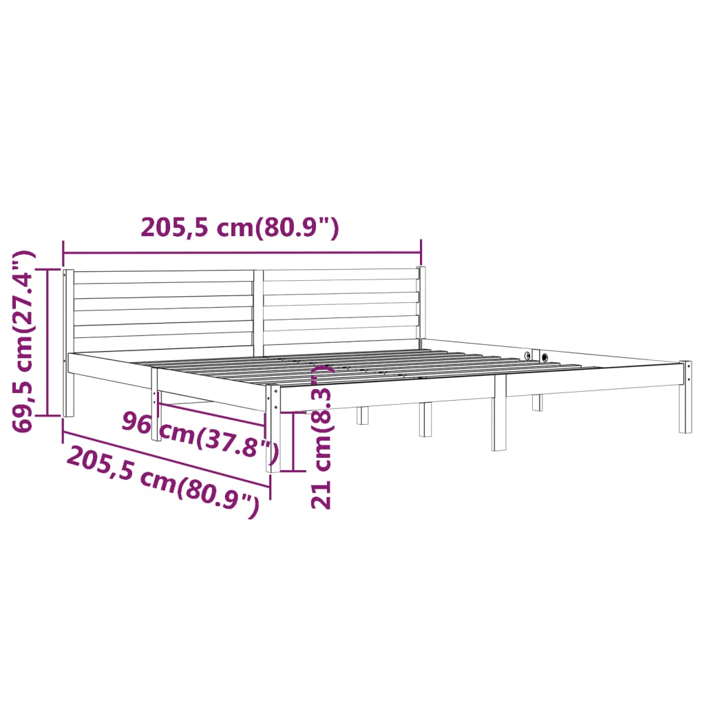 vidaXL Bed Frame without Mattress Solid Wood Pine 200x200 cm White