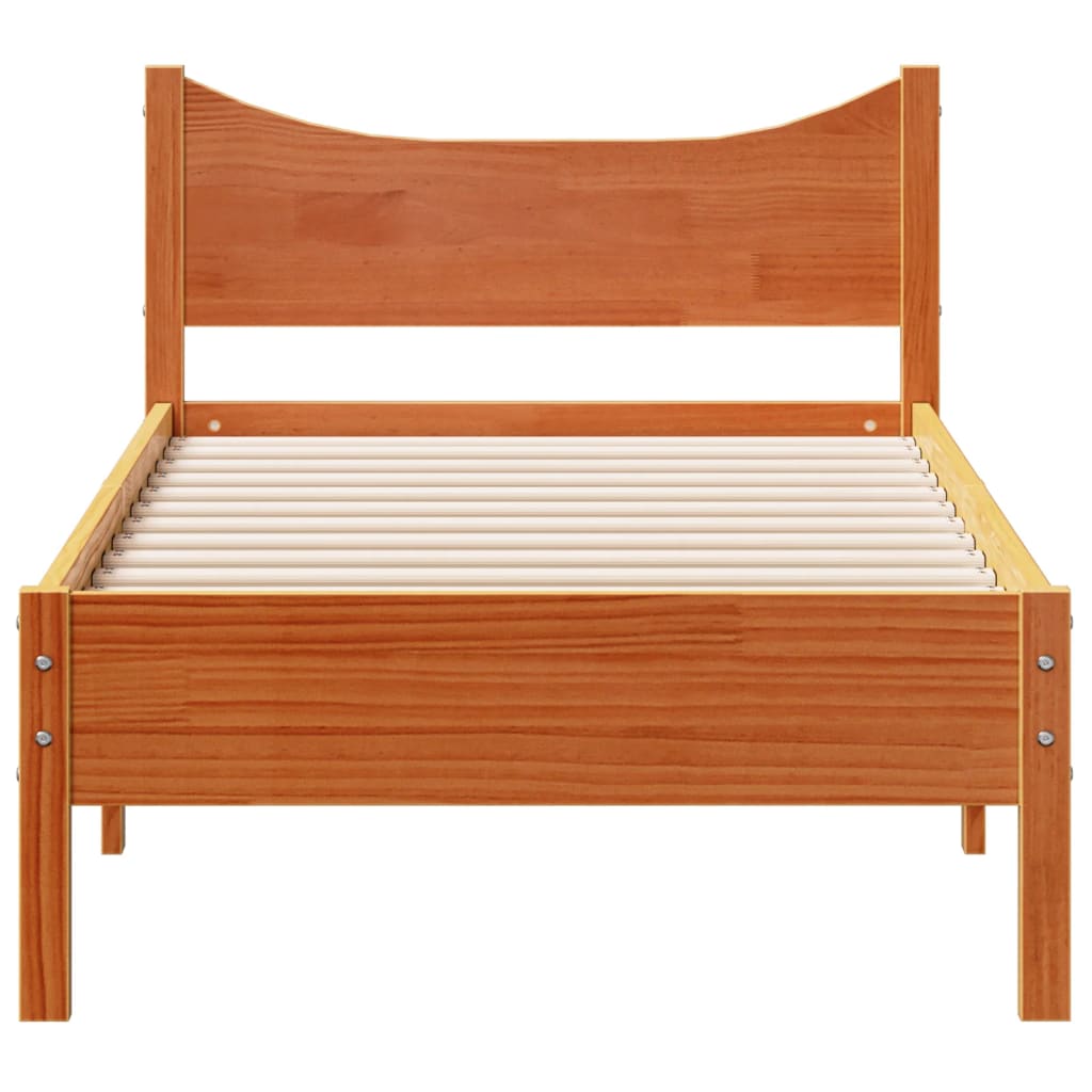 vidaXL Bed Frame without Mattress Wax Brown 90x190 cm Single Solid Wood Pine