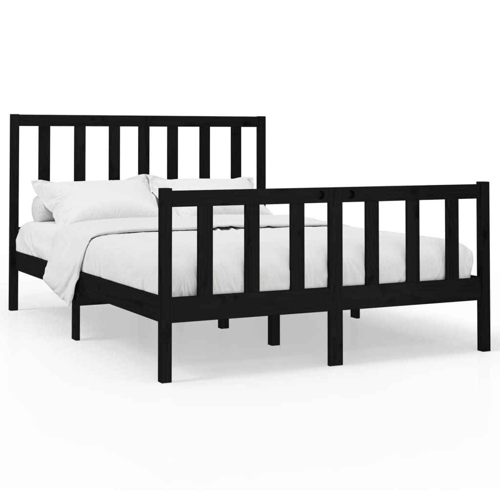 vidaXL Bed Frame without Mattress Black 160x200 cm Solid Wood Pine