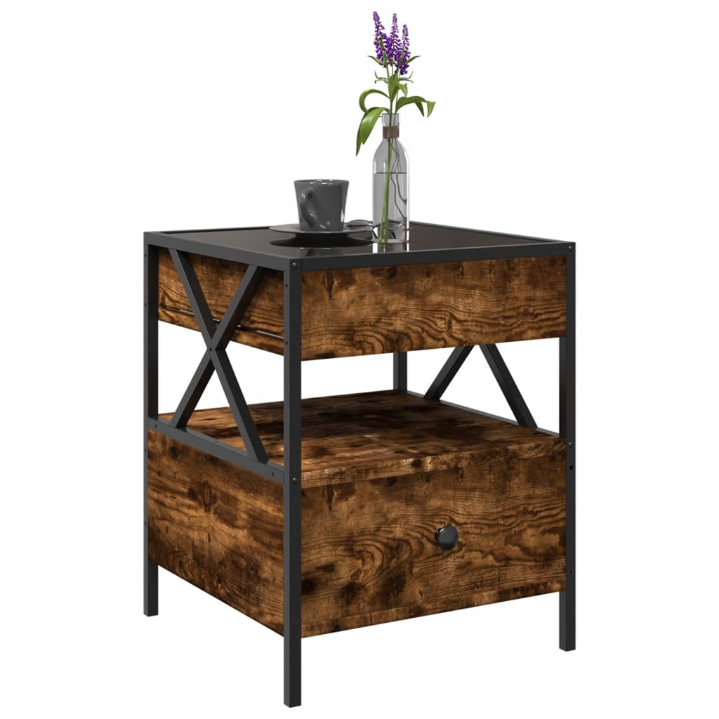 vidaXL Coffee Table with Infinity LED Smoked Oak 40x40x51 cm