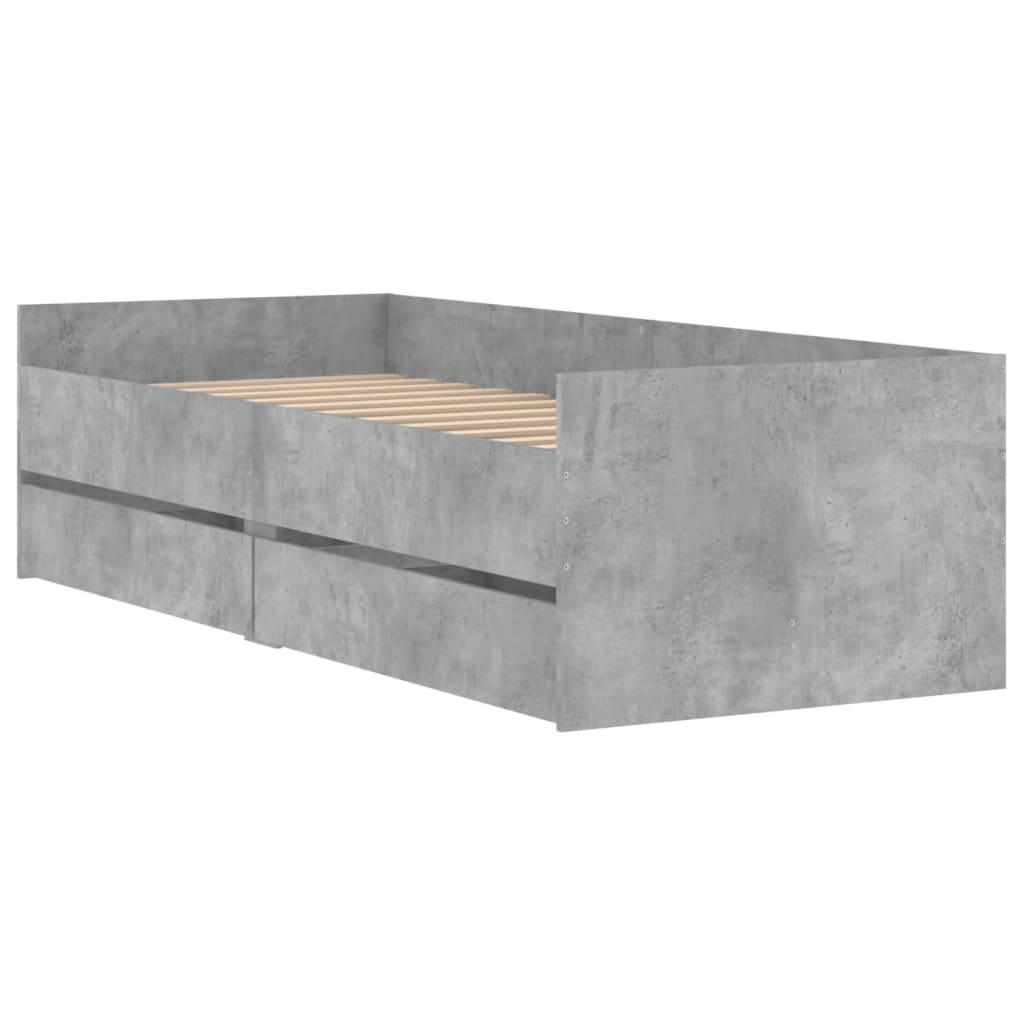 vidaXL Bed Frame without Mattress Concrete Grey 75x190 cm Small Single