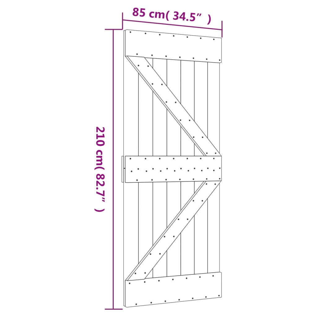 vidaXL Sliding Door with Hardware Set 85x210 cm Solid Wood Pine