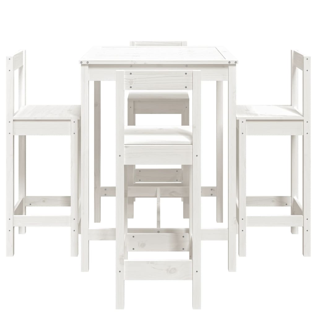 vidaXL 5 Piece Garden Bar Set White Solid Wood Pine