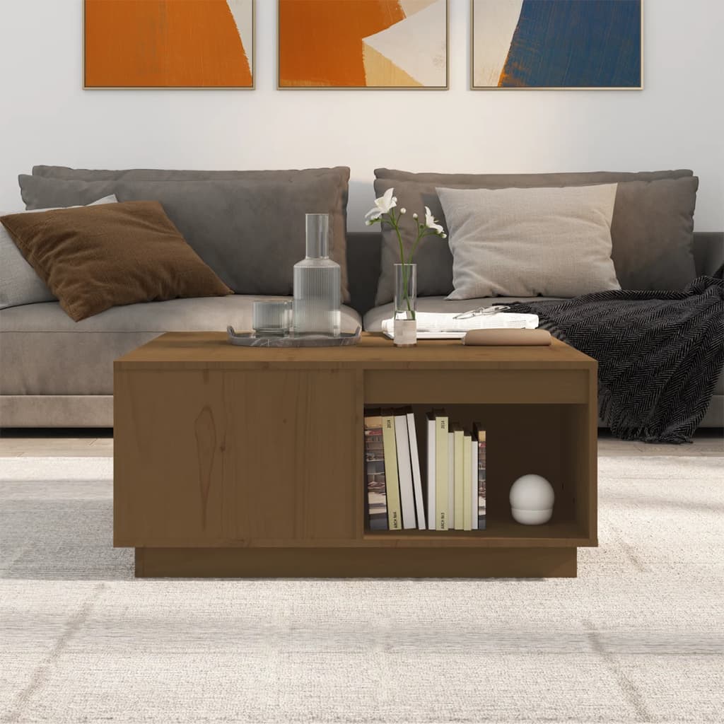 vidaXL Coffee Table Honey Brown 80x81x36.5 cm Solid Wood Pine