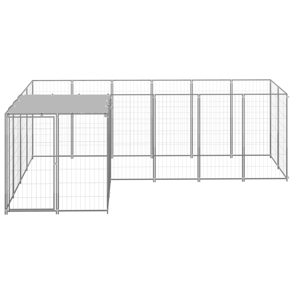 vidaXL Dog Kennel Silver 4.84 m² Steel