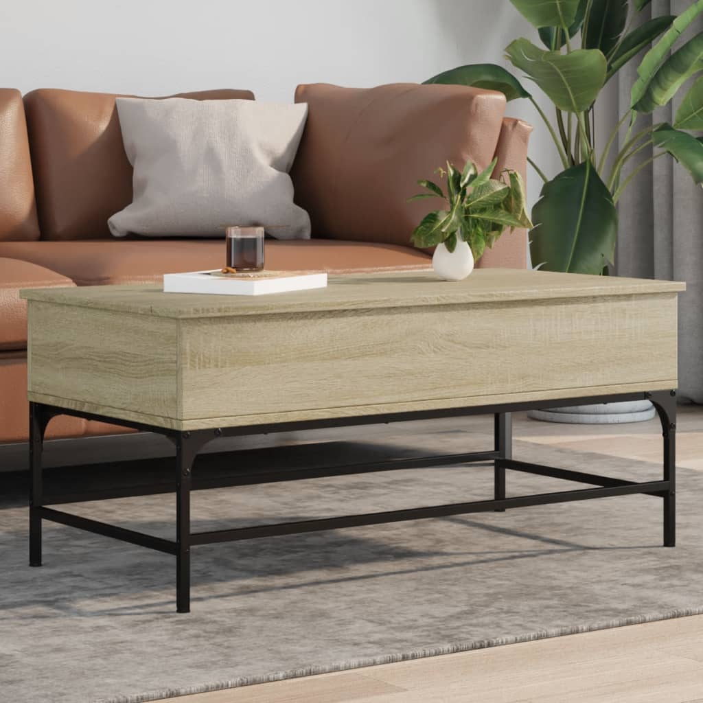 vidaXL Coffee Table Sonoma Oak 100x50x45 cm Engineered Wood and Metal