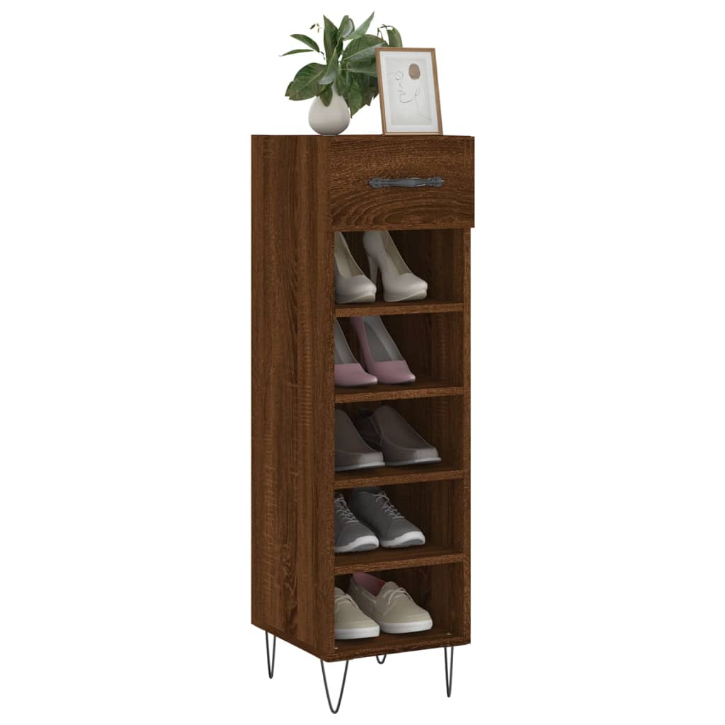 vidaXL Shoe Cabinet Brown Oak 30x35x105 cm Engineered Wood