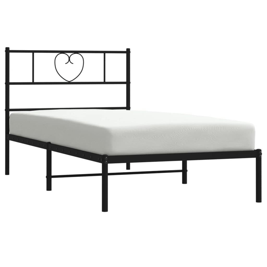 vidaXL Metal Bed Frame without Mattress with Headboard Black 90x190 cm Single