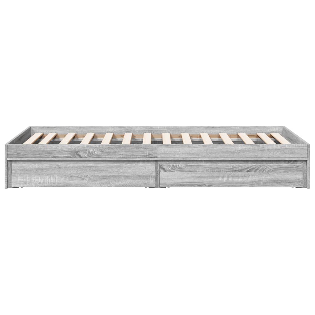 vidaXL Bed Frame with Drawers without Mattress Grey Sonoma 100x200 cm