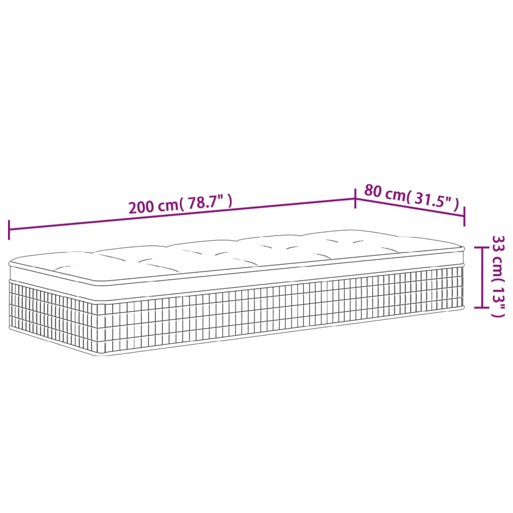 vidaXL Pocket Spring Mattress Medium Firm 80x200 cm