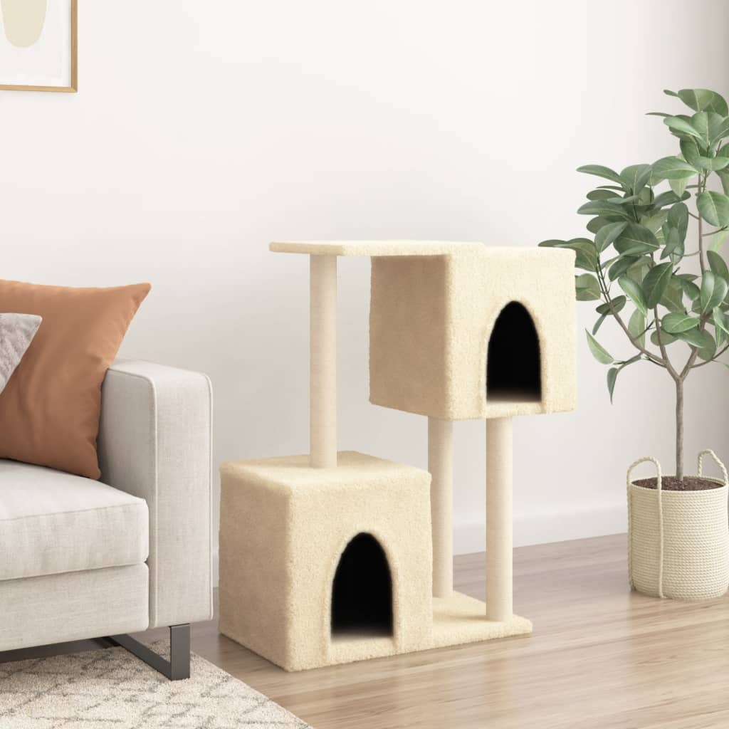 vidaXL Cat Tree with Sisal Scratching Posts Cream 86 cm