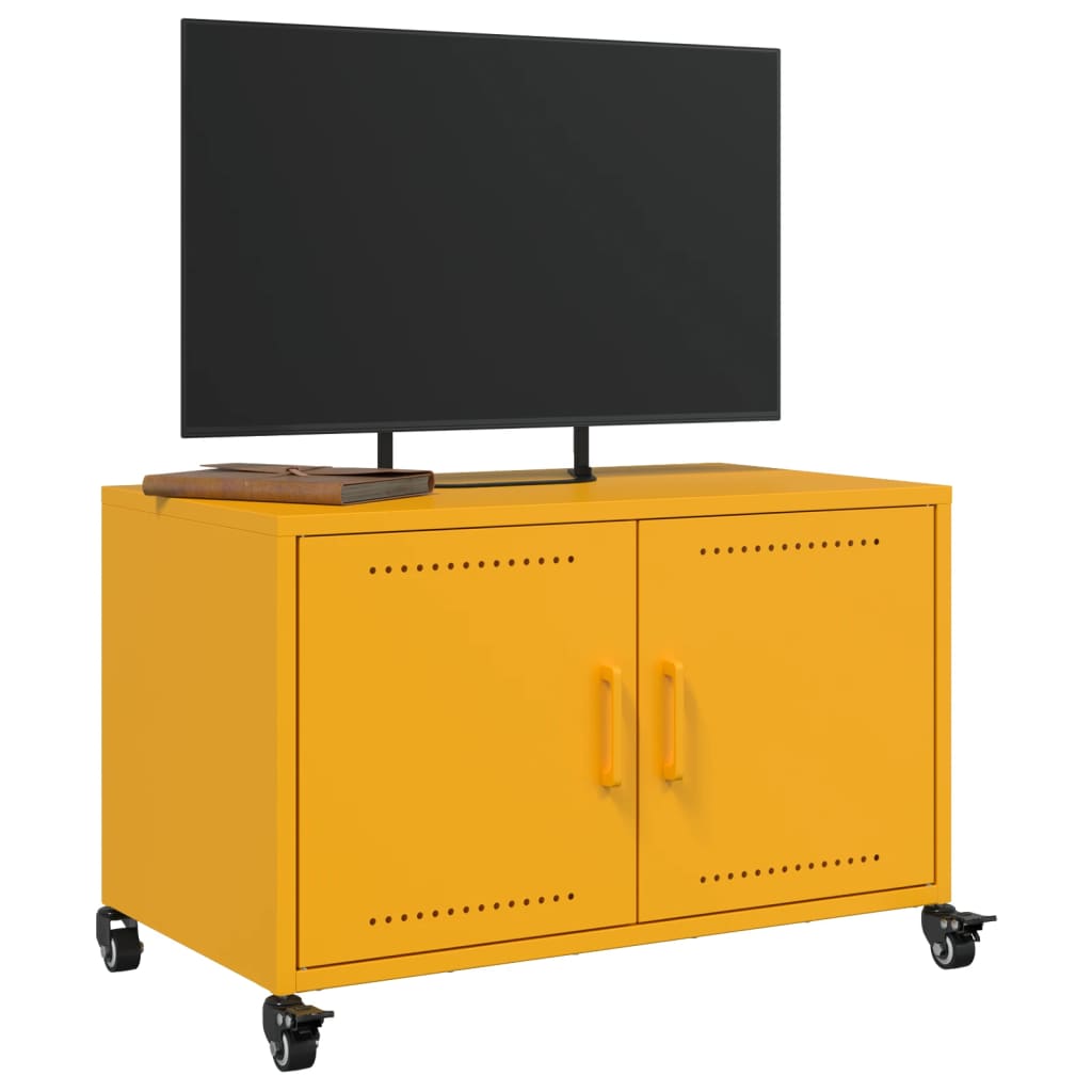 vidaXL TV Cabinet Mustard Yellow 68x39x43.5 cm Steel