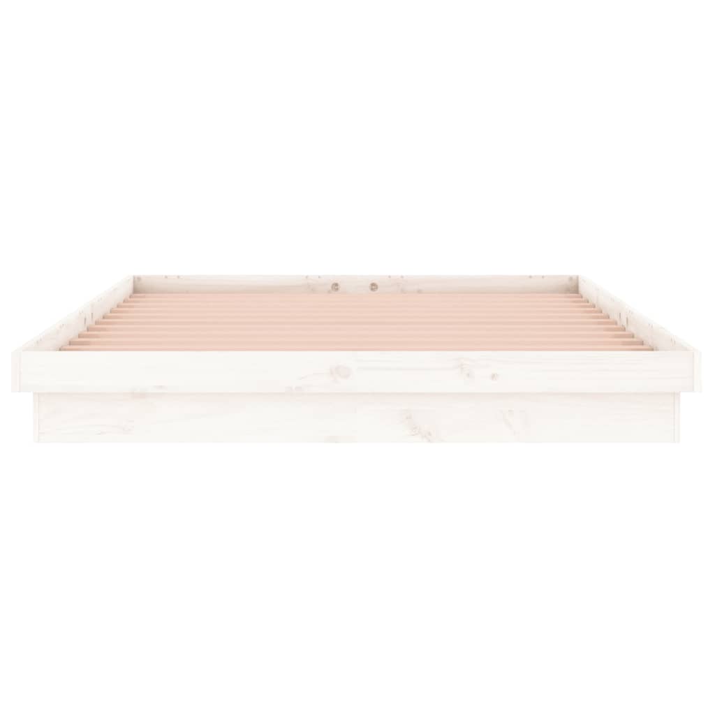 vidaXL LED Bed Frame White 150x200 cm King Size Solid Wood