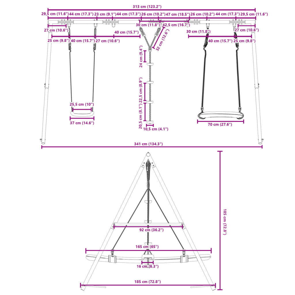 vidaXL Outdoor Swing Set with Swing, Disc Swing, Nest Swing