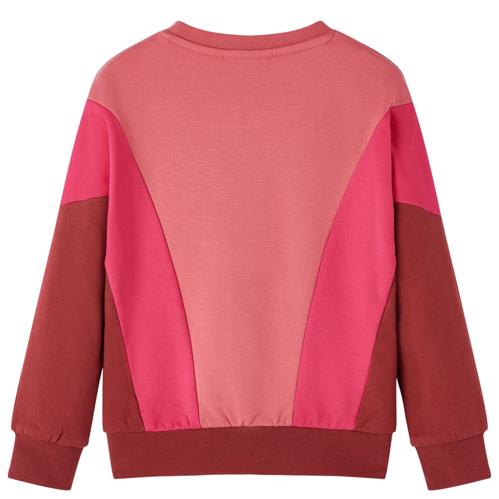 Kids' Sweatshirt Colour Block Pink and Henna 140