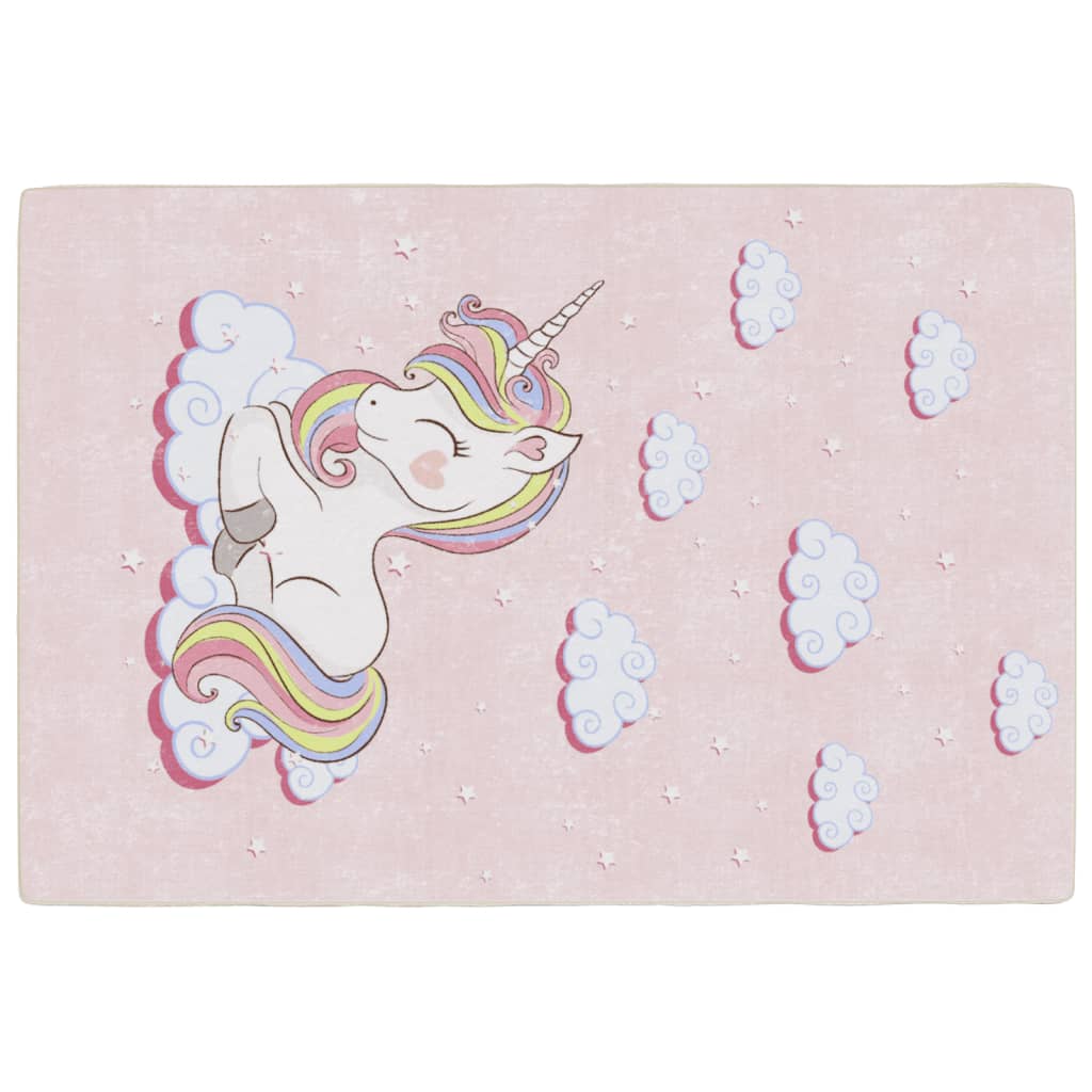 vidaXL Kids' Rug Pink 160x230 cm Unicorn Washable Anti Slip