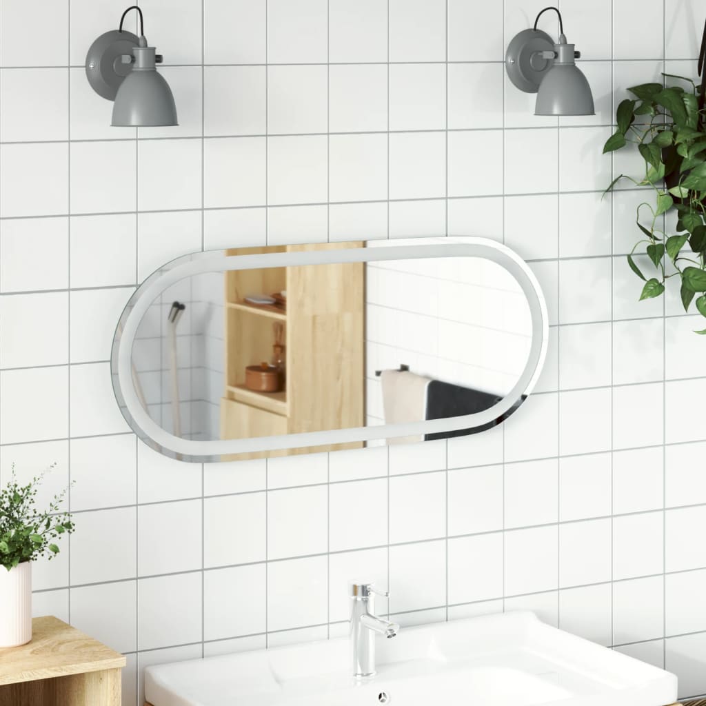 vidaXL LED Bathroom Mirror 90x40 cm Oval