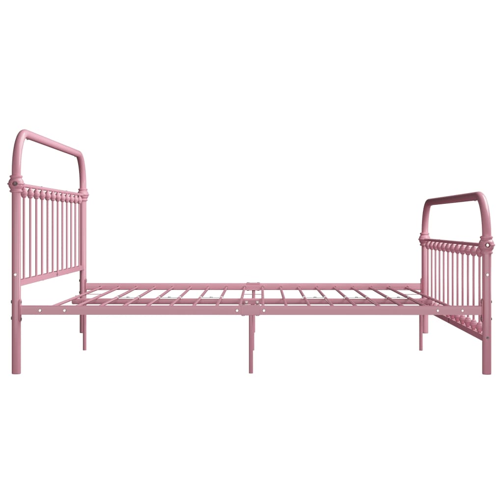 vidaXL Bed Frame without Mattress Pink Metal 180x200 cm Super King