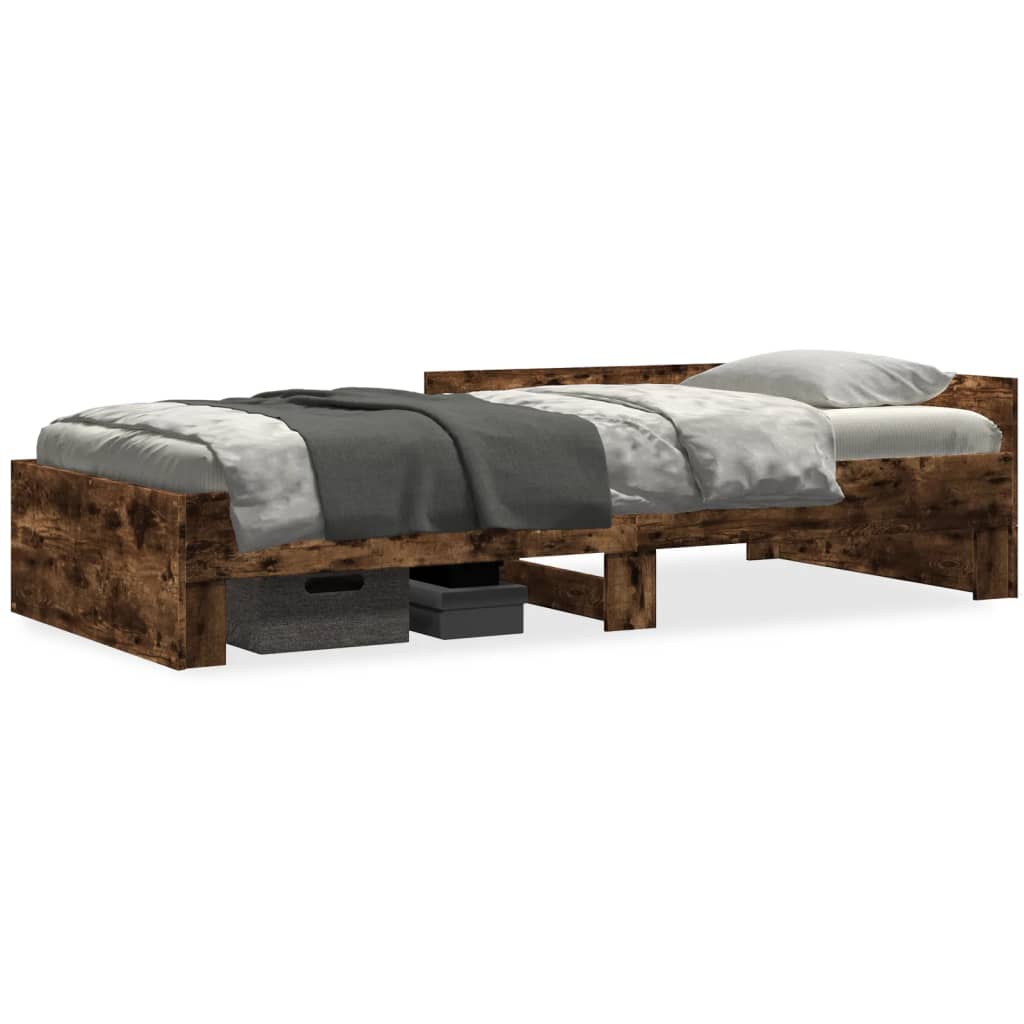 vidaXL Bed Frame without Mattress Smoked Oak 100x200 cm Engineered Wood