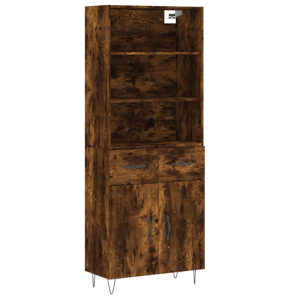 vidaXL Highboard Smoked Oak 69.5x34x180 cm Engineered Wood