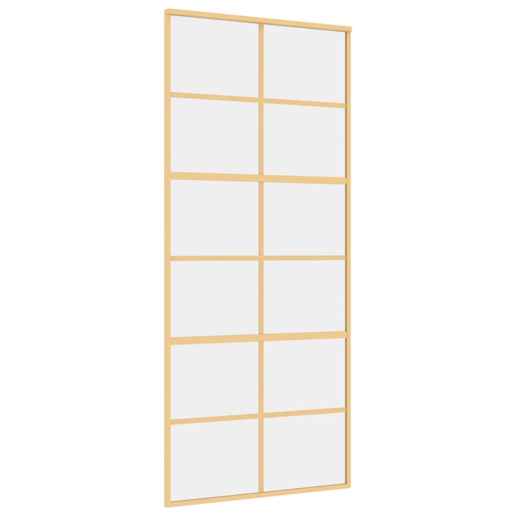 vidaXL Sliding Door Gold 90x205 cm Clear ESG Glass and Aluminium