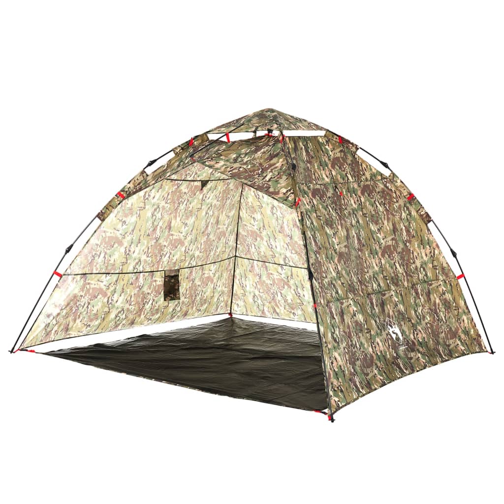 vidaXL Fishing Tent 4-Person Camouflage Quick Release