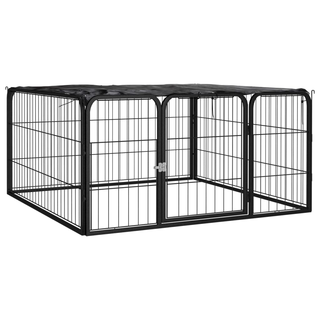 vidaXL Dog Playpen 4 Panels Black 100x50 cm Powder-coated Steel