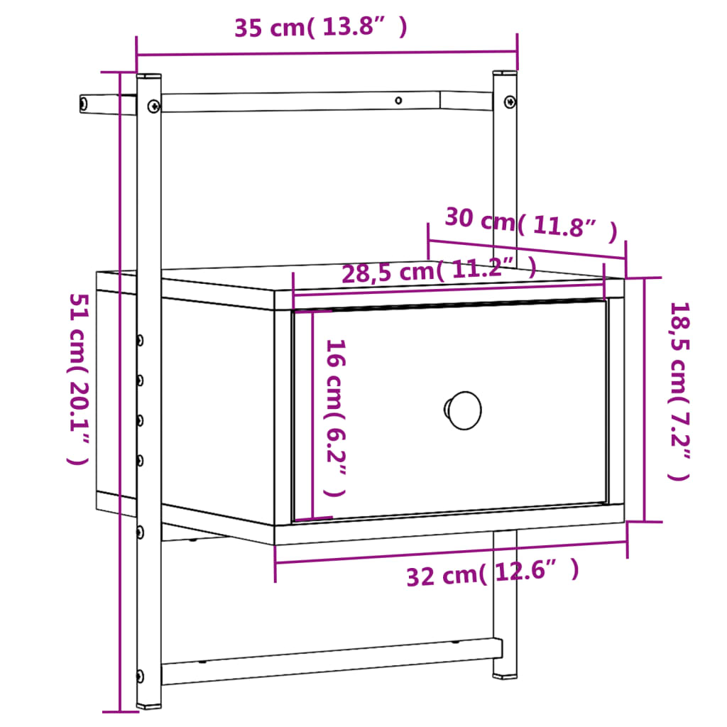 vidaXL Bedside Cabinets Wall-mounted 2 pcs Black 35x30x51 cm Engineered Wood