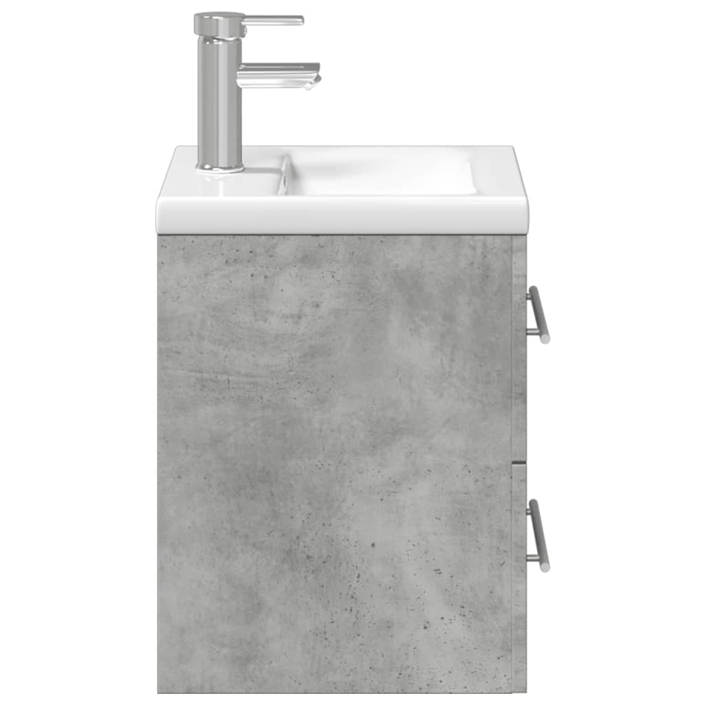 vidaXL Bathroom Sink Cabinet with Built-in Basin Concrete Grey