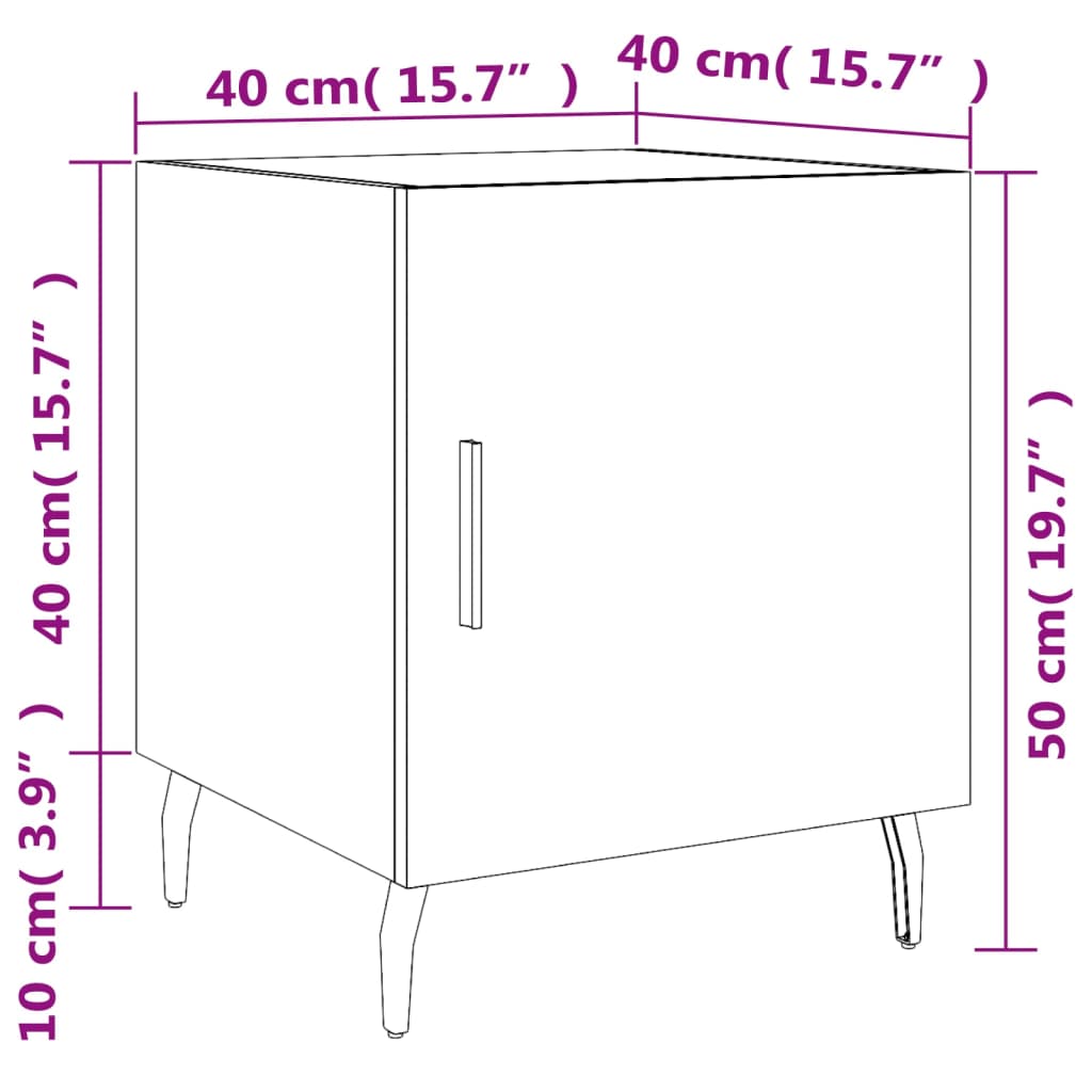 vidaXL Bedside Cabinet Brown Oak 40x40x50 cm Engineered Wood