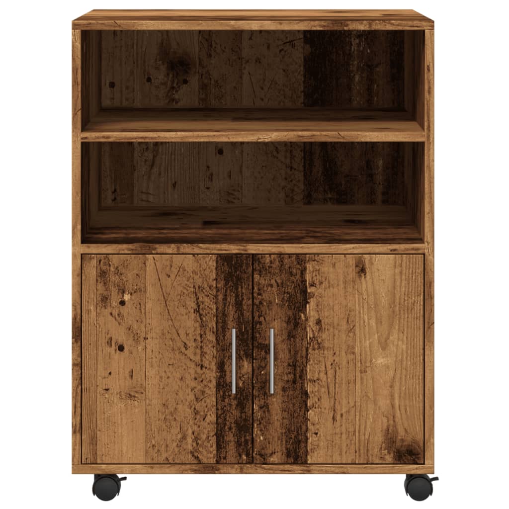 vidaXL Rolling Cabinet Old Wood 60x48x81 cm Engineered Wood