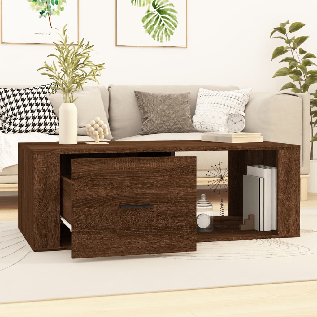 vidaXL Coffee Table Brown Oak 100x50.5x35 cm Engineered Wood