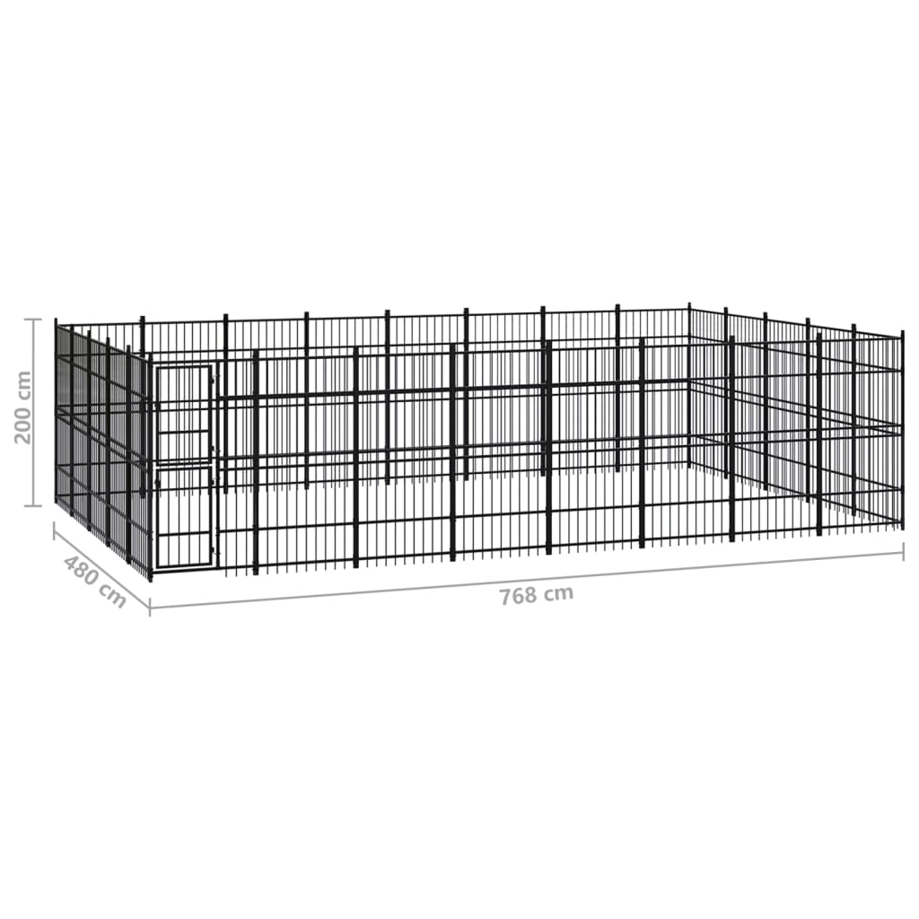 vidaXL Outdoor Dog Kennel Steel 36.86 m²