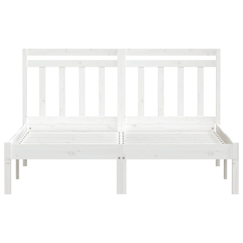 vidaXL Bed Frame without Mattress White Solid Wood 120x200 cm (810013+814085)